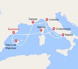 itinéraire croisière Iles Baléares : Corse, Italie, Côte d'Azur, Majorque 
