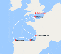 itinéraire croisière Europe du Nord : Côte Atlantique:  Espagne, France 