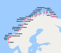 itinéraire croisière Fjords : Côte norvégienne :  de Kirkenes à Bergen