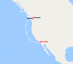 itinéraire croisière Amérique du Nord : Côte Pacifique : de San Diego à Vancouver 