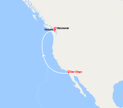 itinéraire croisière Amérique du Nord : Côte Pacifique : de San Diego à Vancouver 