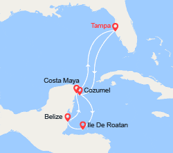itin&eacute;raire croisi&egrave;re Caraïbes et Antilles : Cozumel, Honduras, Belize, Costa Maya 