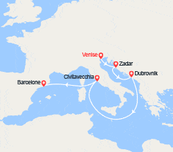 itinéraire croisière Méditerranée Occidentale : Croatie, Italie, Espagne 