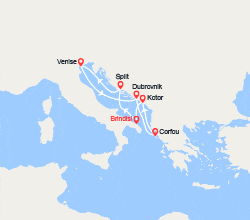 itin&eacute;raire croisi&egrave;re Méditerranée Orientale : Croatie, Italie, îles Grecques 