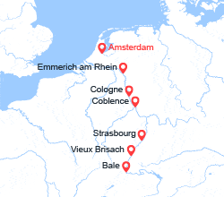 itinéraire croisière Rhin et ses affluents : D'Amsterdam à Bâle : les trésors d'un fleuve mythique, le Rhin (ABE_PP)