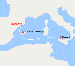 itinéraire croisière Méditerranée Occidentale : De Barcelone à Palerme 