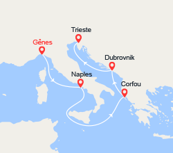 itinéraire croisière Iles grecques - Iles grecques : De Gênes à Trieste: Italie, Corfou, Croatie 