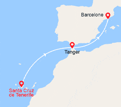 itin&eacute;raire croisi&egrave;re Méditerranée Occidentale : De Santa Cruz de Tenerife à Barcelone : Canaries, Gibraltar Espagne 