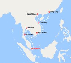 itinéraire croisière Asie : De Singapour à Hong Kong par la Thaïlande et le Vietnam 