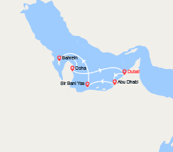 itinéraire croisière Moyen Orient : Désert Fantastique : Abu Dhabi, SirBaniYas, Bahrain, Doha..