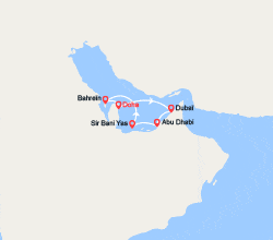 itinéraire croisière Moyen Orient : Désert Fantastique : Dubaï, Abu Dhabi, Sir Bani Yas, Bahreïn