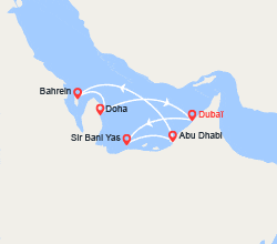 itinéraire croisière Moyen Orient : Désert Fantastique : Dubaï, Sir Bani Yas, Bahreïn, Doha