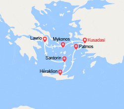 itinéraire croisière Méditerranée Orientale : Emblématique découverte en 4  jours au départ de Kusadasi 