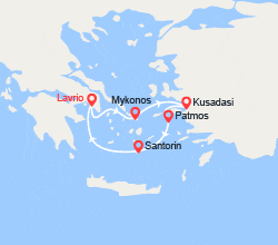 itinéraire croisière Méditerranée Orientale : Emblématique mer Egée en 4 jours 