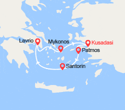 itinéraire croisière Méditerranée Orientale : Emblématique mer Egée en 4 jours au départ de Kusadasi 