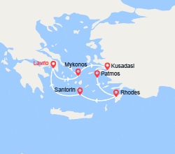 itinéraire croisière Méditerranée Orientale : Emblématique Mer Égée en 5  jours au départ de  Lavrio 