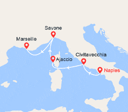 itin&eacute;raire croisi&egrave;re Méditerranée Occidentale : Escapade en Méditerranée : Italie, Corse  