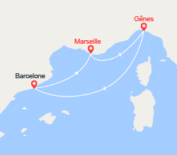 itin&eacute;raire croisi&egrave;re Méditerranée : Escapade en Méditerranée : Marseille, Gênes, Barcelone 