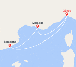 itin&eacute;raire croisi&egrave;re Méditerranée Occidentale : Escapade en Méditerranée: Italie, Provence, Barcelone 