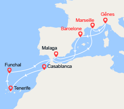 itinéraire croisière Canaries Madère - Canaries Madère : Espagne, Casablanca, Canaries, Madère 