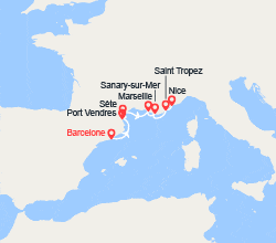 itin&eacute;raire croisi&egrave;re Méditerranée Occidentale : Espagne, France 