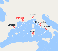 itinéraire croisière Méditerranée Occidentale : Espagne, Italie 