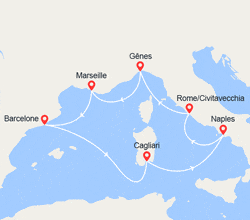 itinéraire croisière Méditerranée Occidentale : Espagne, Italie 
