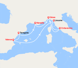 itinéraire croisière Méditerranée Occidentale : Espagne, Italie  