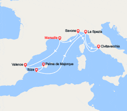 itinéraire croisière Méditerranée Occidentale : Espagne, Majorque, Ibiza, Italie 