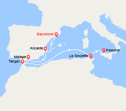 itinéraire croisière Méditerranée Occidentale : Espagne, Maroc, Italie 