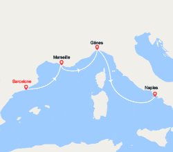 itin&eacute;raire croisi&egrave;re Méditerranée : Espagne, Provence, Italie 