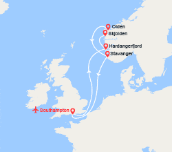 itinéraire croisière Fjords : EXCLUSIVITÉ : Fjords de Norvège | Cabine balcon + Vols inclus 