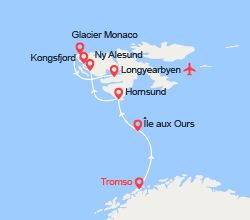 itinéraire croisière Groenland - Arctique - Antarctique : Expédition au Spitzberg 