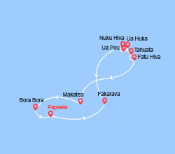 itinéraire croisière Pacifique : Festival des arts des Marquises : de Tahiti à Bora Bora