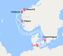 itinéraire croisière Fjords - Fjords : Fjords: Hellesylt, Alesund, Flam 