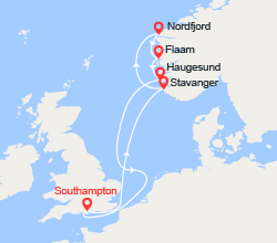 itinéraire croisière Fjords - Fjords : Fjords de la Norvège: Stavanger, Nordfjordeid, Flåm... 