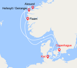 itinéraire croisière Fjords - Fjords : Fjords de Norvège : Geiranger, Alesund, Flam 