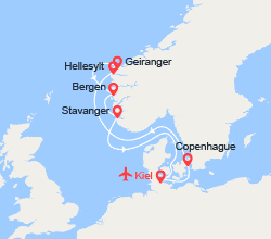 itin&eacute;raire croisi&egrave;re Fjords : Fjords de Norvège : Geiranger, Bergen, Stavanger - Vols inclus 