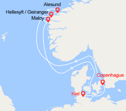 itinéraire croisière Fjords - Fjords : Fjords de Norvège : Geiranger, Maloy, Alesund 