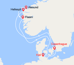 itinéraire croisière Fjords : Fjords de Norvège : Hellesylt, Alesund, Flam 
