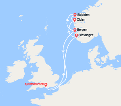 itin&eacute;raire croisi&egrave;re Fjords : Fjords de Norvège : Stavanger, Olden, Sognefjord, Bergen 