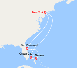 itinéraire croisière Caraïbes et Antilles : Floride, Bahamas au départ de New York 
