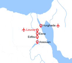 itinéraire croisière Nil : FRAMISSIMA - Gloire des Pharaons et séjour au Continental Hurghada 