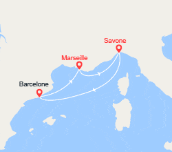 itin&eacute;raire croisi&egrave;re Méditerranée Occidentale : France, Italie, Espagne 