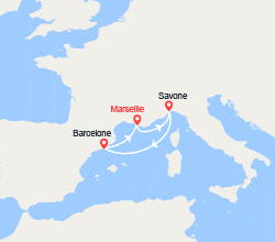 itin&eacute;raire croisi&egrave;re Méditerranée Occidentale : France, Italie, Espagne 