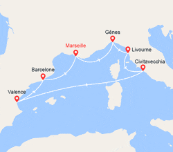 itinéraire croisière Méditerranée : France, Italie, Espagne 