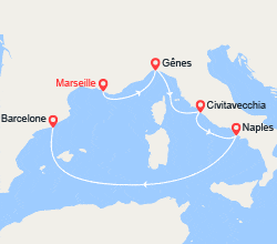 itin&eacute;raire croisi&egrave;re Méditerranée Occidentale : France, Italie, Espagne 