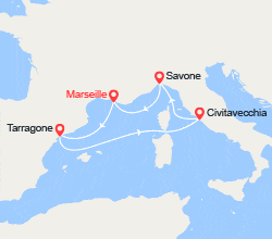 itinéraire croisière Méditerranée Occidentale : France, Italie, Espagne 