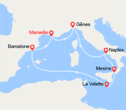 itinéraire croisière Méditerranée Occidentale : France, Italie, Espagne 