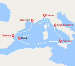 itinéraire croisière Méditerranée Occidentale : France, Italie, Espagne 